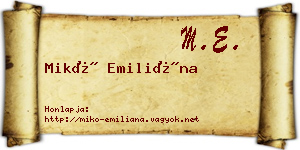 Mikó Emiliána névjegykártya